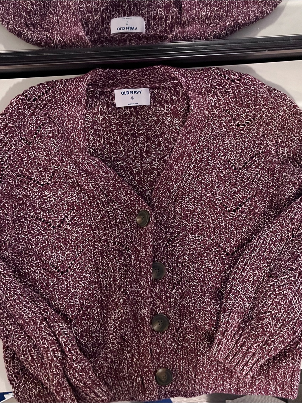 Old Navy Marled Plum Button-Front Cardigan